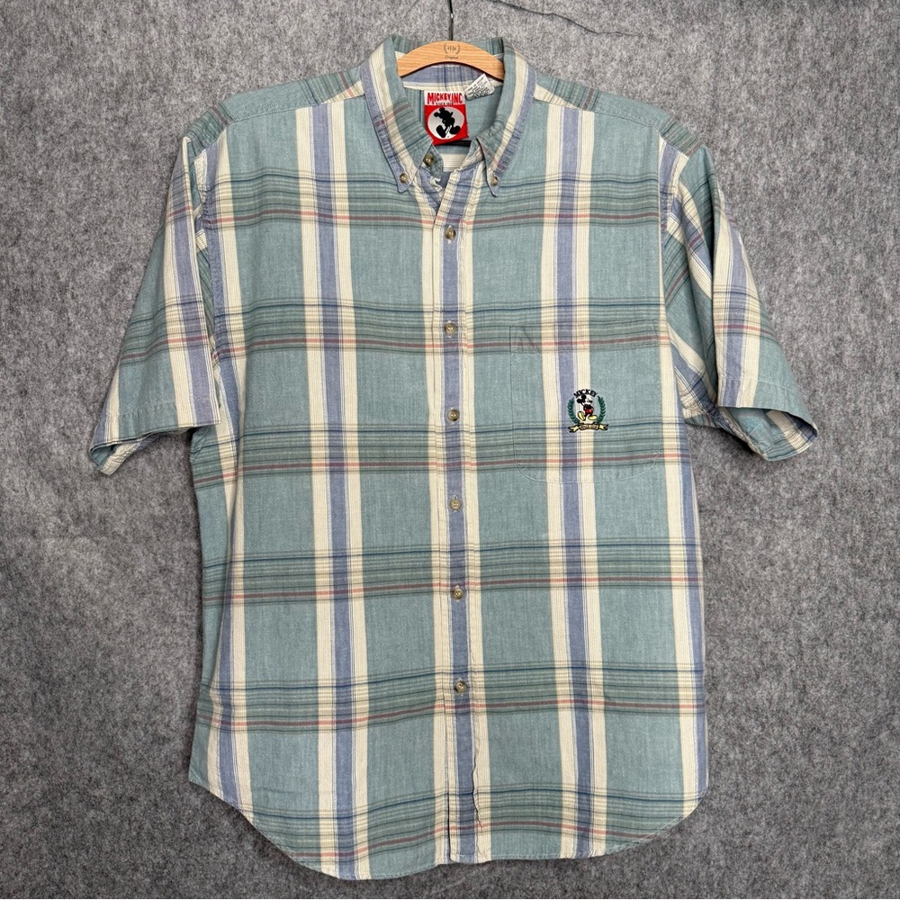 Mickey Inc. Vintage Button Down Short Sleeve Plaid‎ Shirt- Sz M